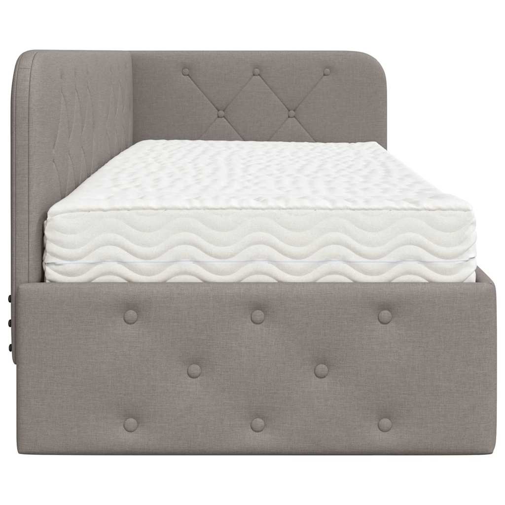 Cadre de lit d'angle Taupe 80 x 200 cm tissu - XIOS