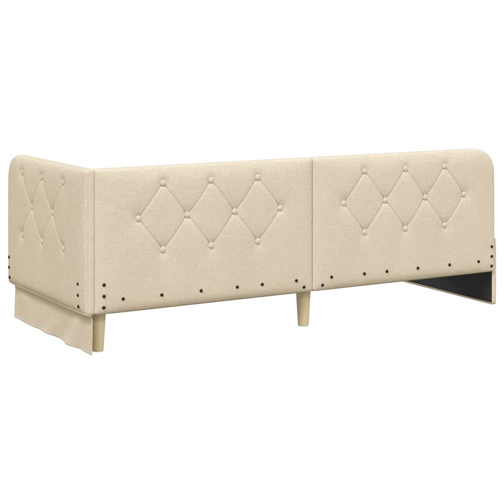 Cadre de lit d'angle Crème 80 x 200 cm tissu - XIOS