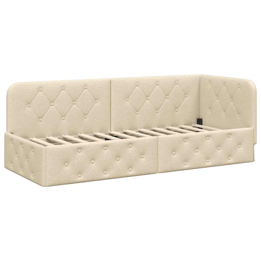 Cadre de lit d'angle Crème 80 x 200 cm tissu - XIOS