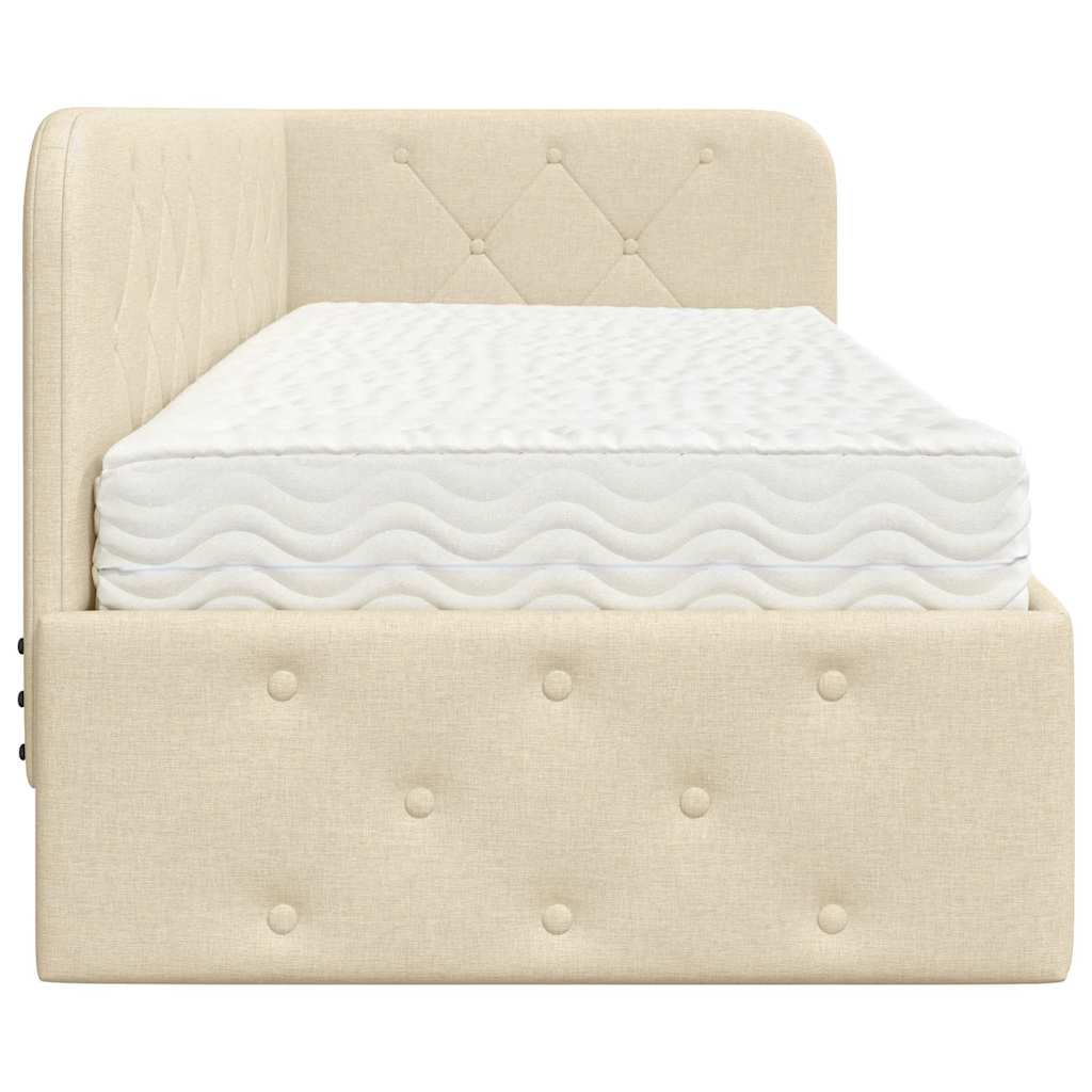 Cadre de lit d'angle Crème 80 x 200 cm tissu - XIOS