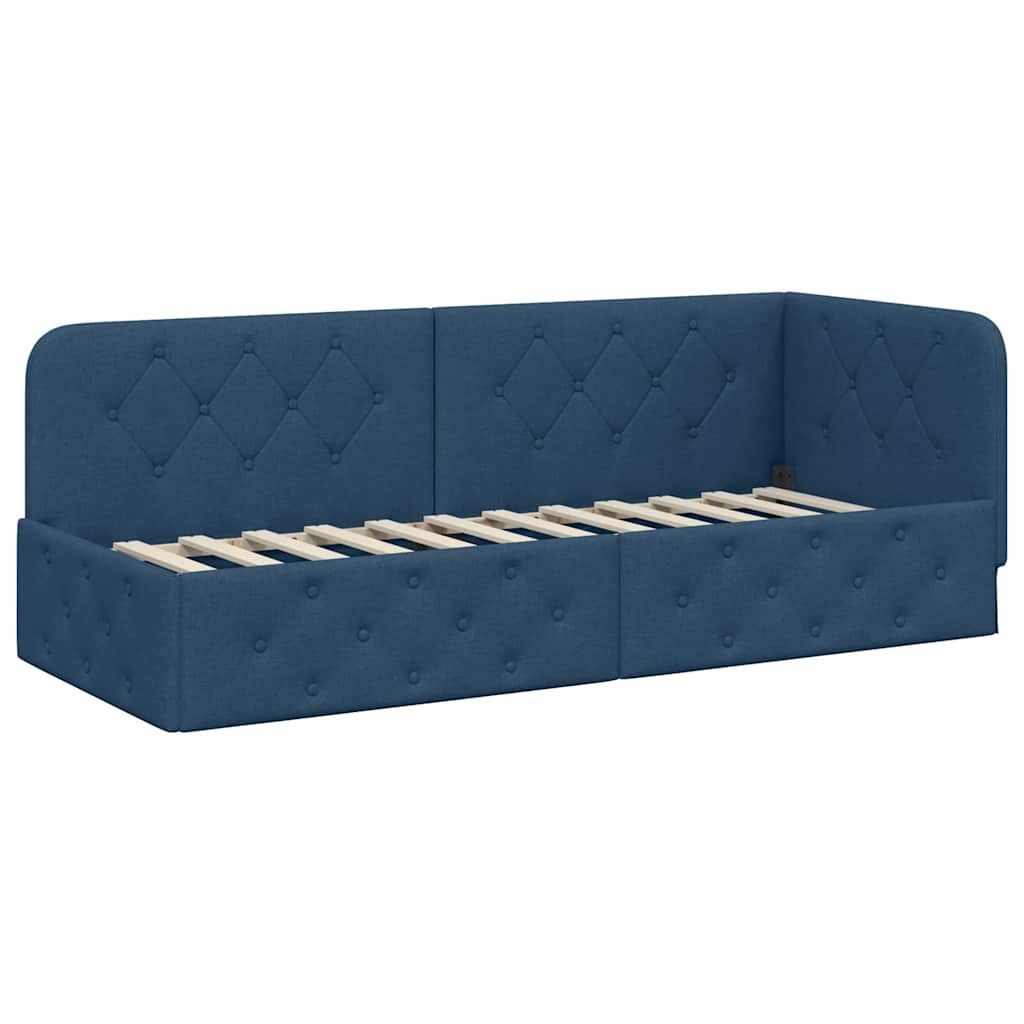 Cadre de lit d'angle Bleu 80 x 200 cm tissu - XIOS