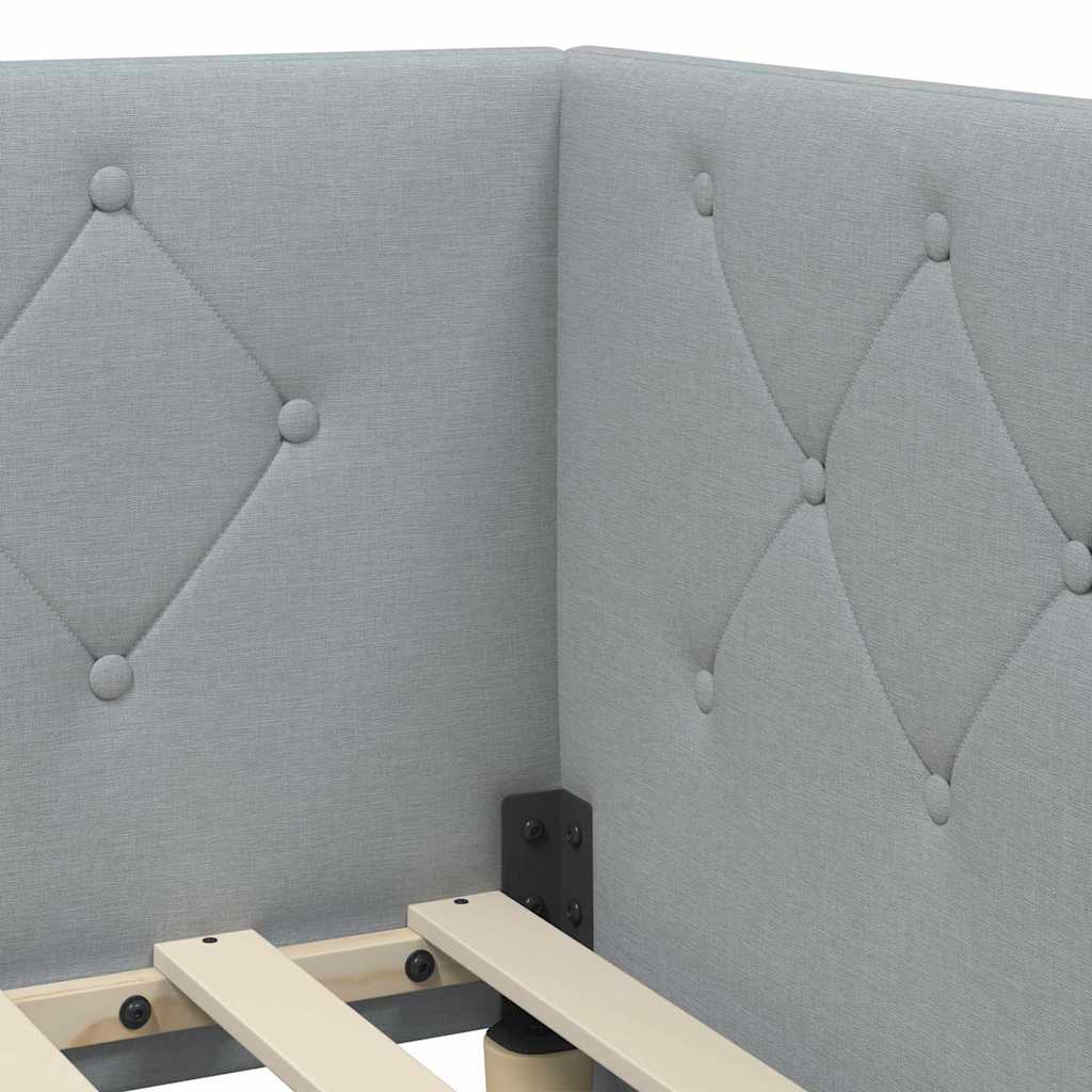 Cadre de lit d'angle Gris clair 90 x 190 cm tissu - XIOS