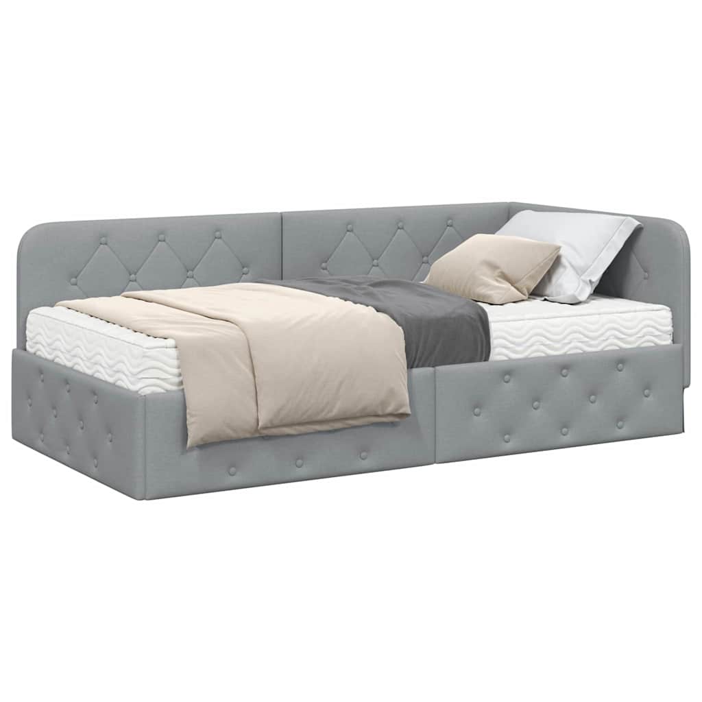 Cadre de lit d'angle Gris clair 90 x 190 cm tissu - XIOS
