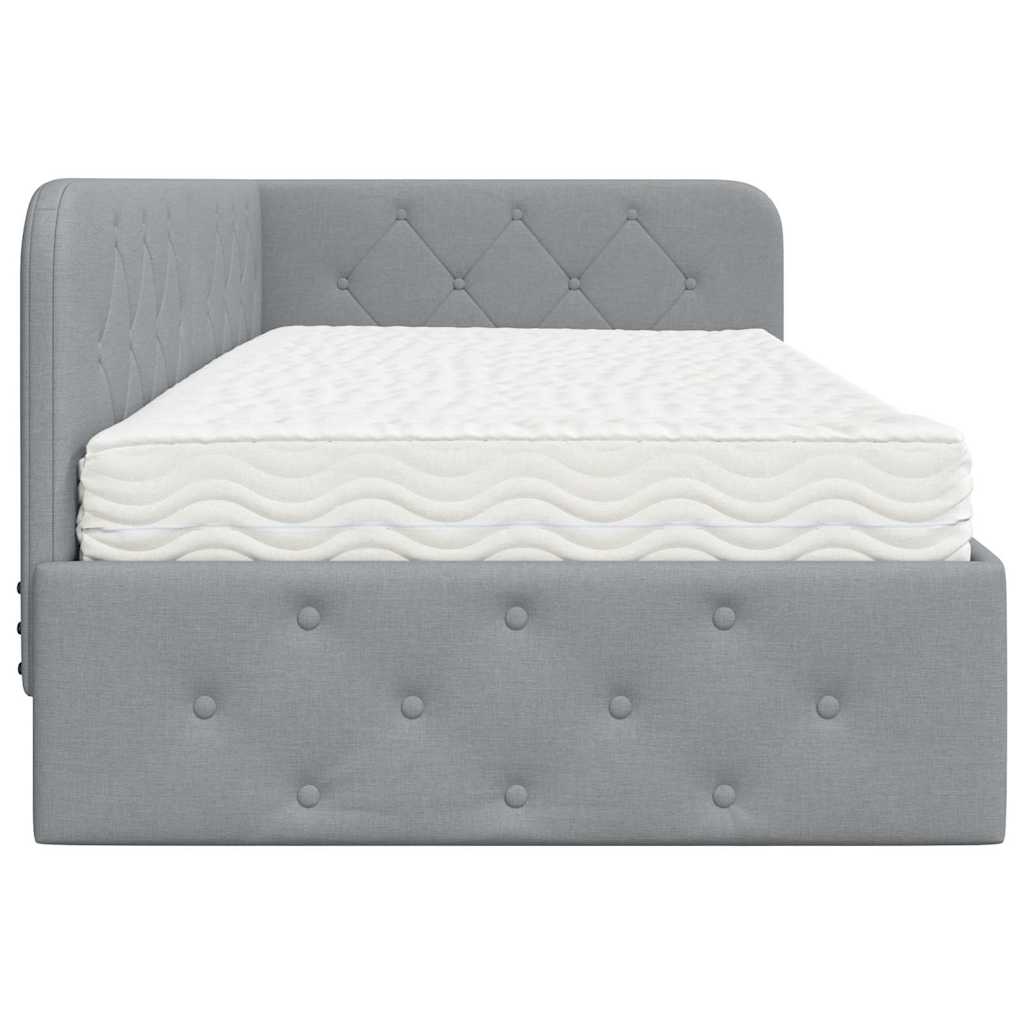 Cadre de lit d'angle Gris clair 90 x 190 cm tissu - XIOS
