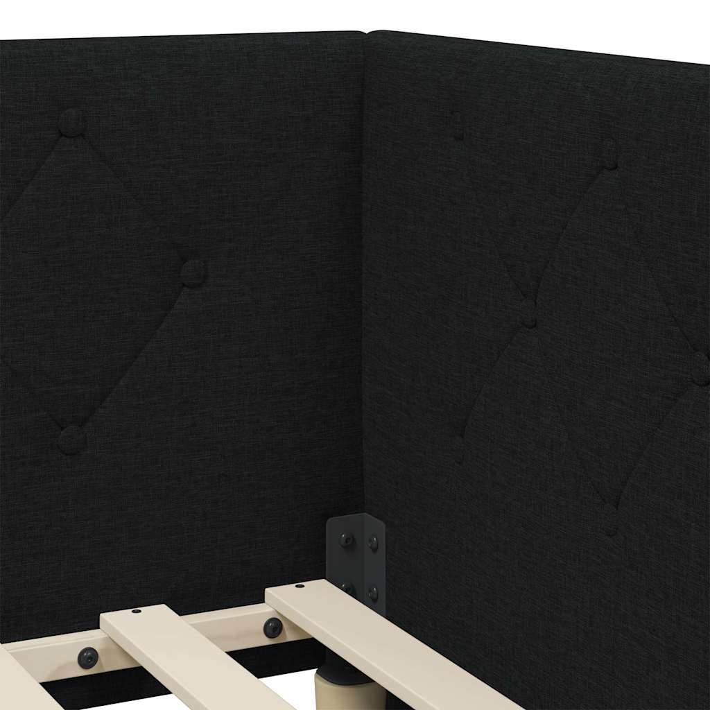 Cadre de lit d'angle Noir 90 x 190 cm tissu - XIOS