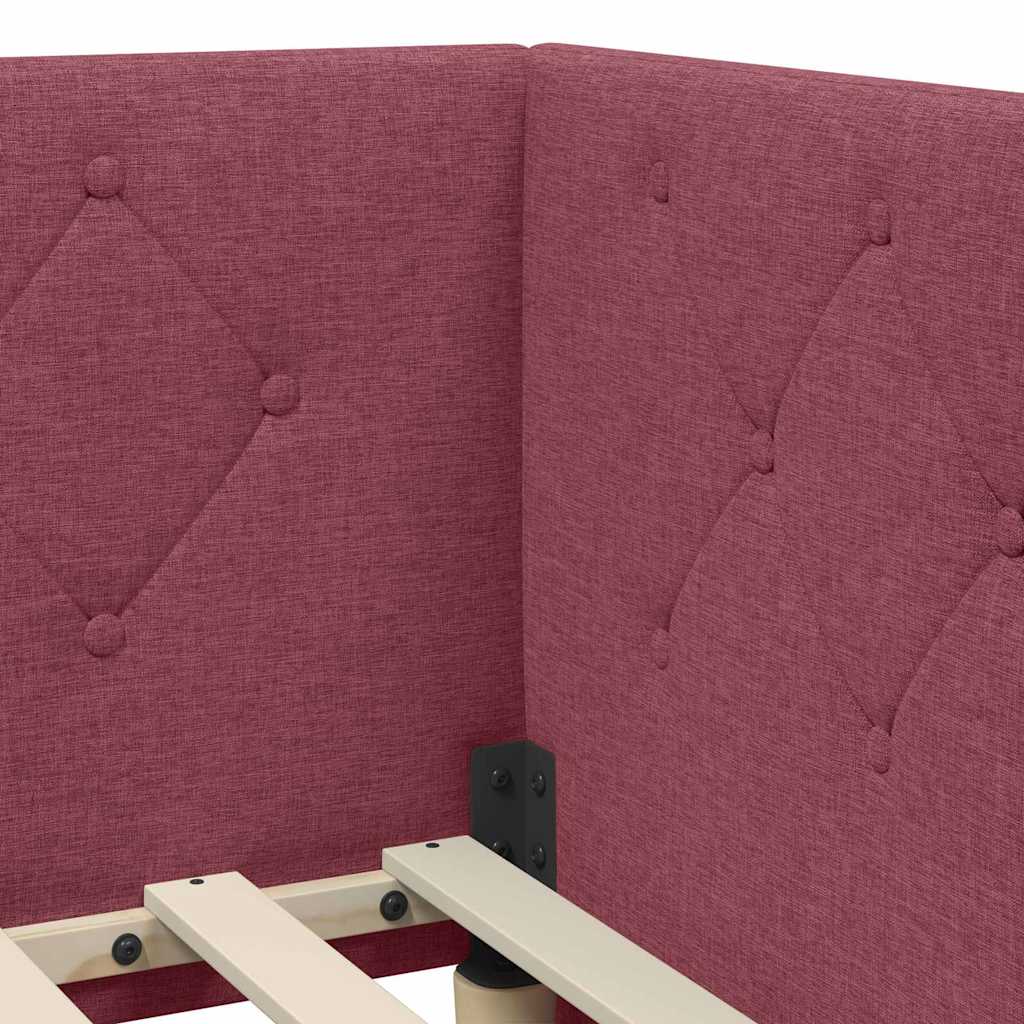 Cadre de lit d'angle Bordeaux 90 x 190 cm tissu - XIOS