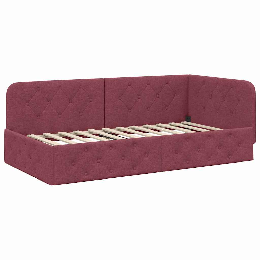 Cadre de lit d'angle Bordeaux 90 x 190 cm tissu - XIOS