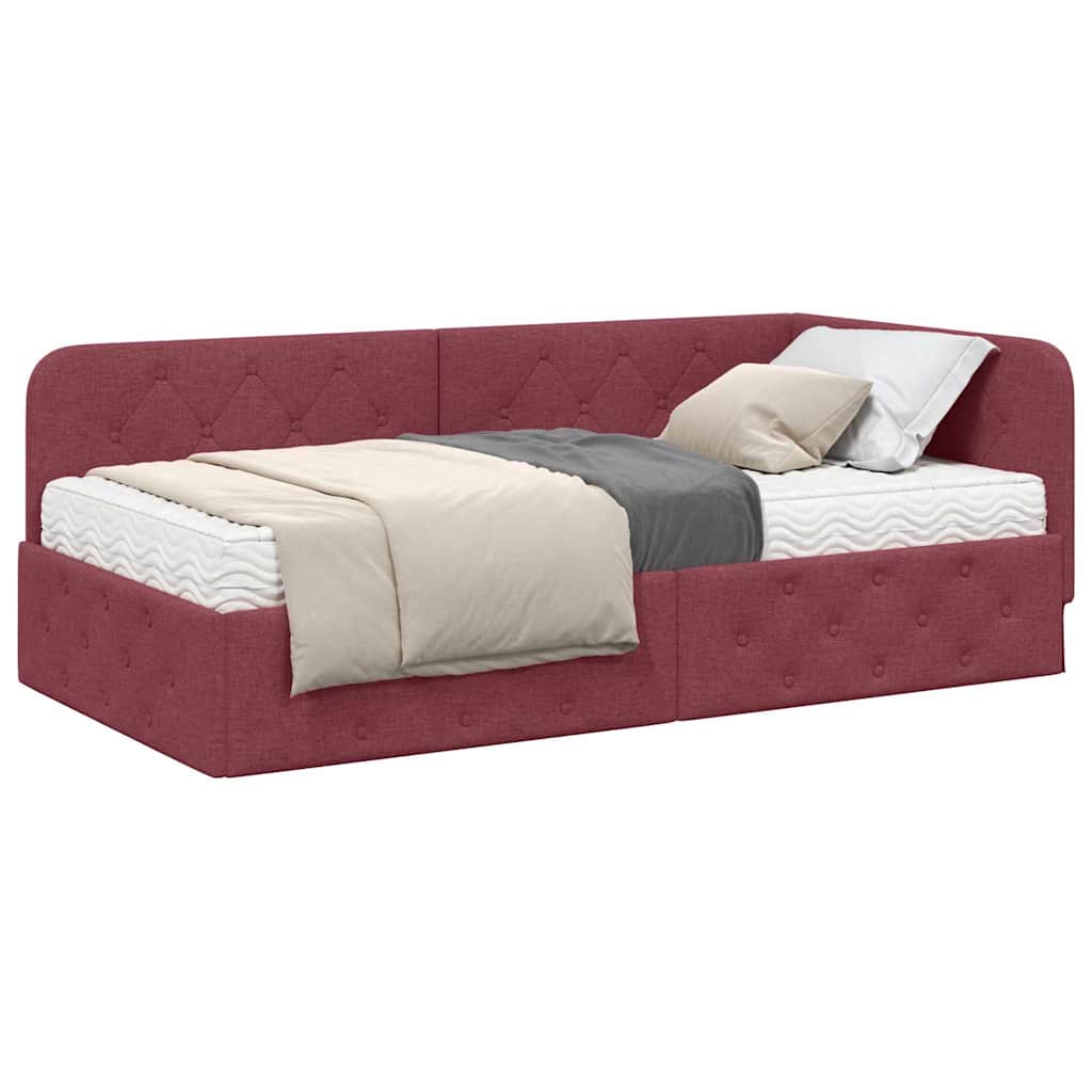Cadre de lit d'angle Bordeaux 90 x 190 cm tissu - XIOS