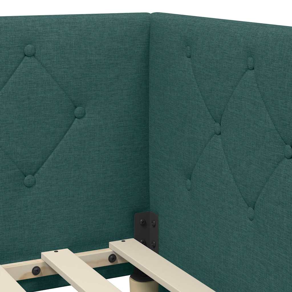 Cadre de lit d'angle Vert foncé 90 x 190 cm tissu - XIOS