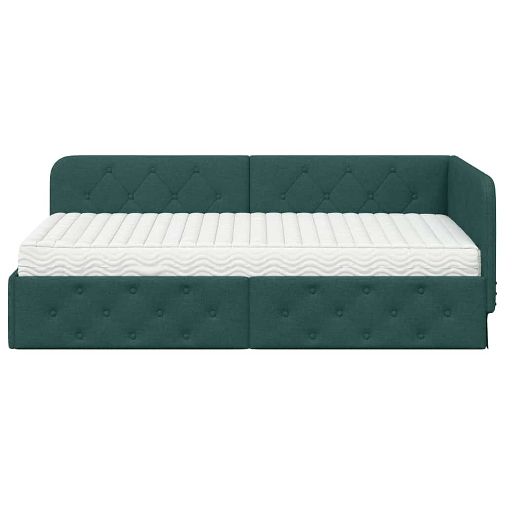 Cadre de lit d'angle Vert foncé 90 x 190 cm tissu - XIOS