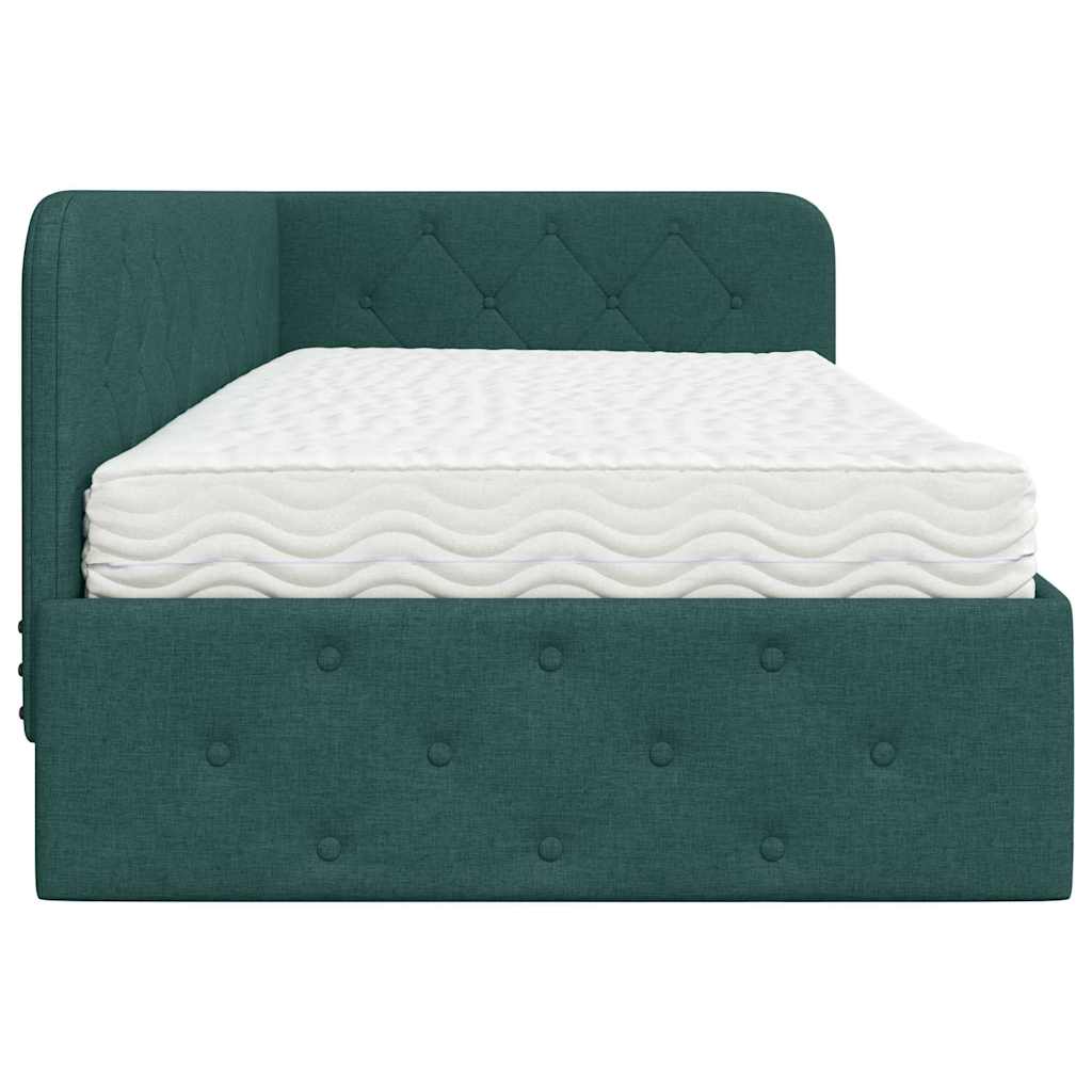 Cadre de lit d'angle Vert foncé 90 x 190 cm tissu - XIOS