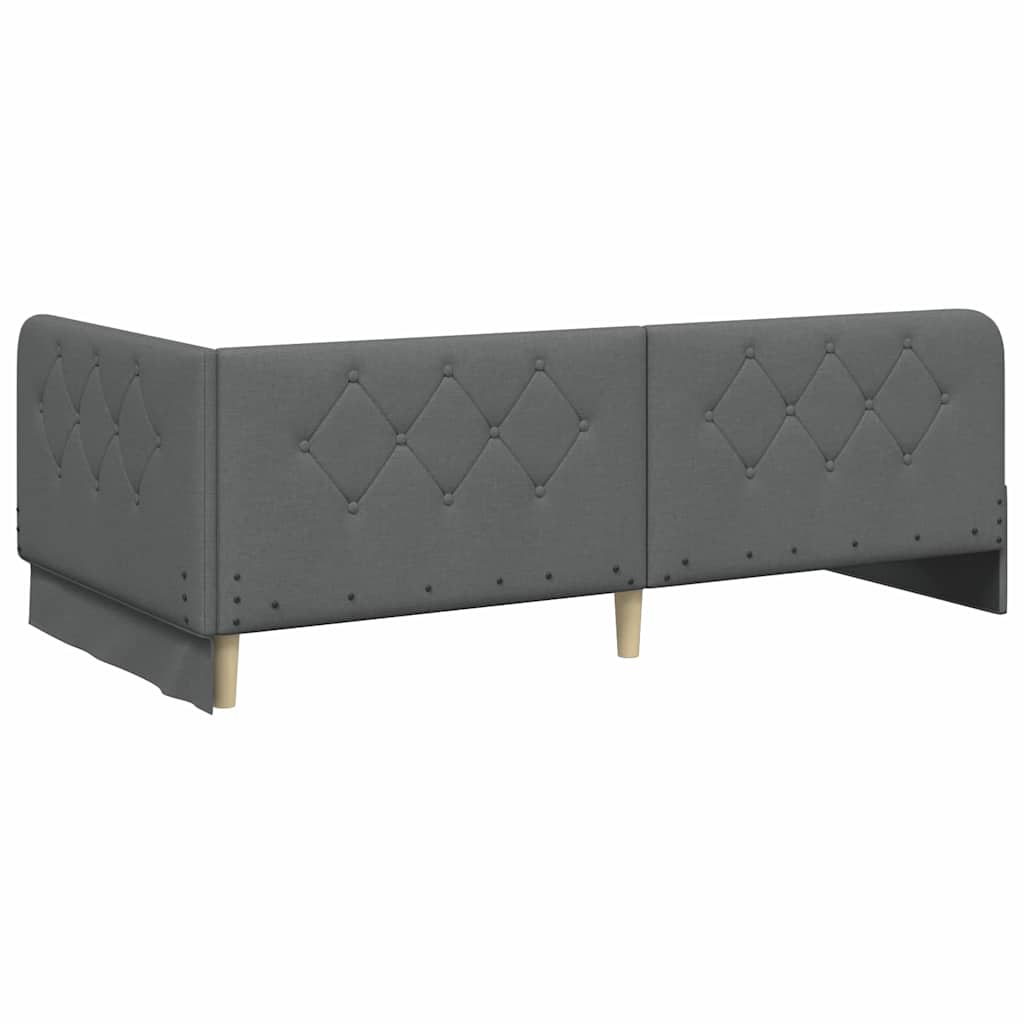 Cadre de lit d'angle Gris foncé 90 x 200 cm tissu - XIOS