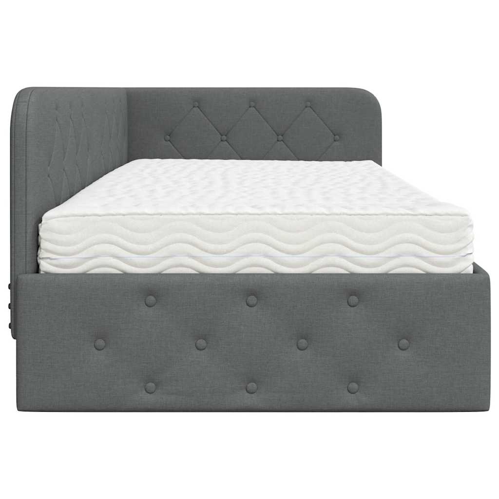 Cadre de lit d'angle Gris foncé 90 x 200 cm tissu - XIOS