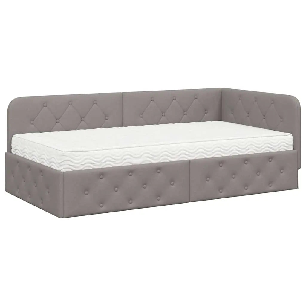 Cadre de lit d’angle Taupe 90 x 200 cm tissu - XIOS