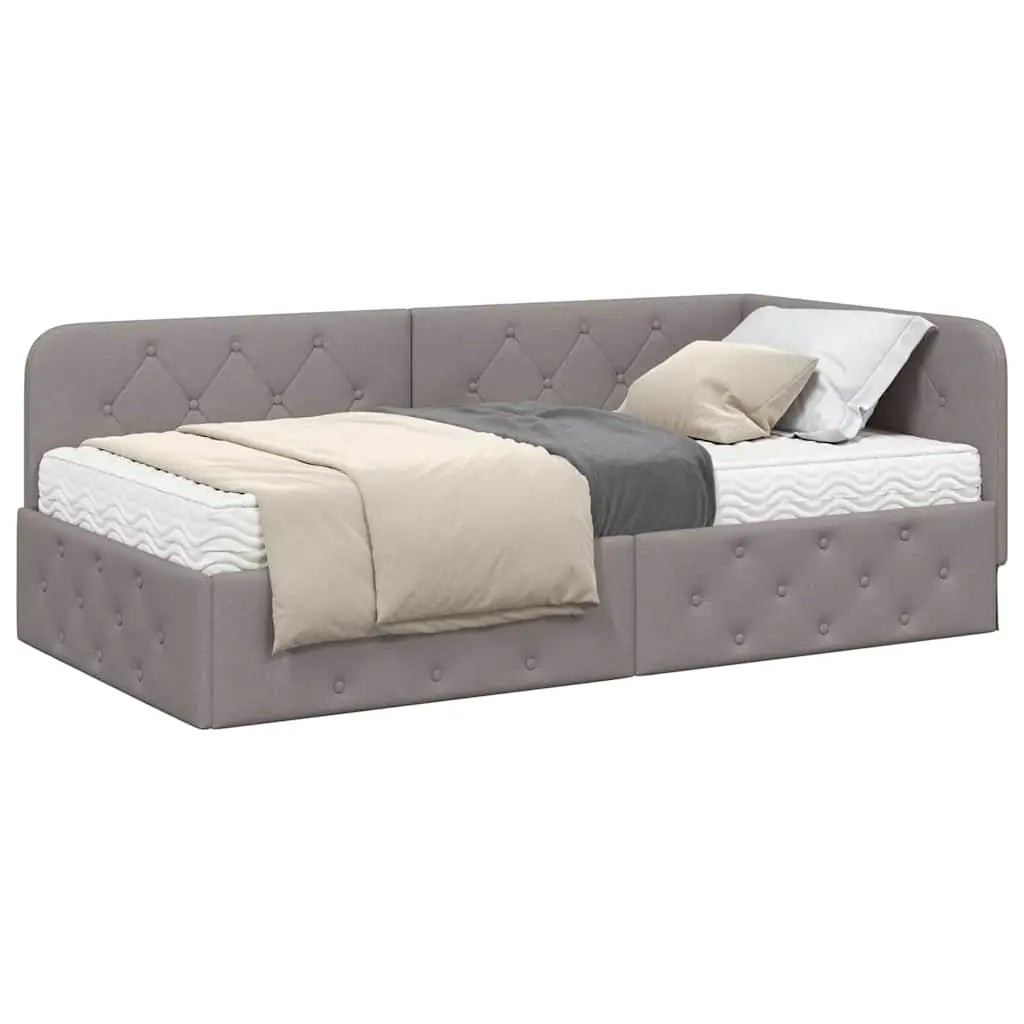 Cadre de lit d’angle Taupe 90 x 200 cm tissu - XIOS