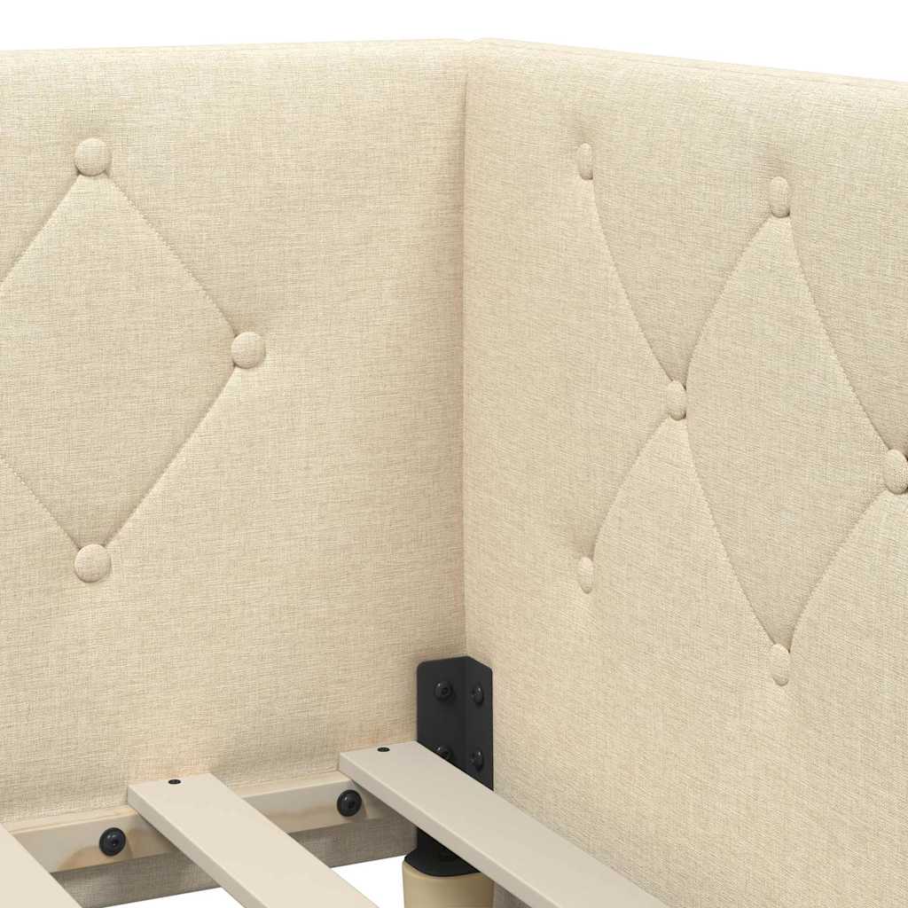 Cadre de lit d'angle Crème 90 x 200 cm tissu - XIOS