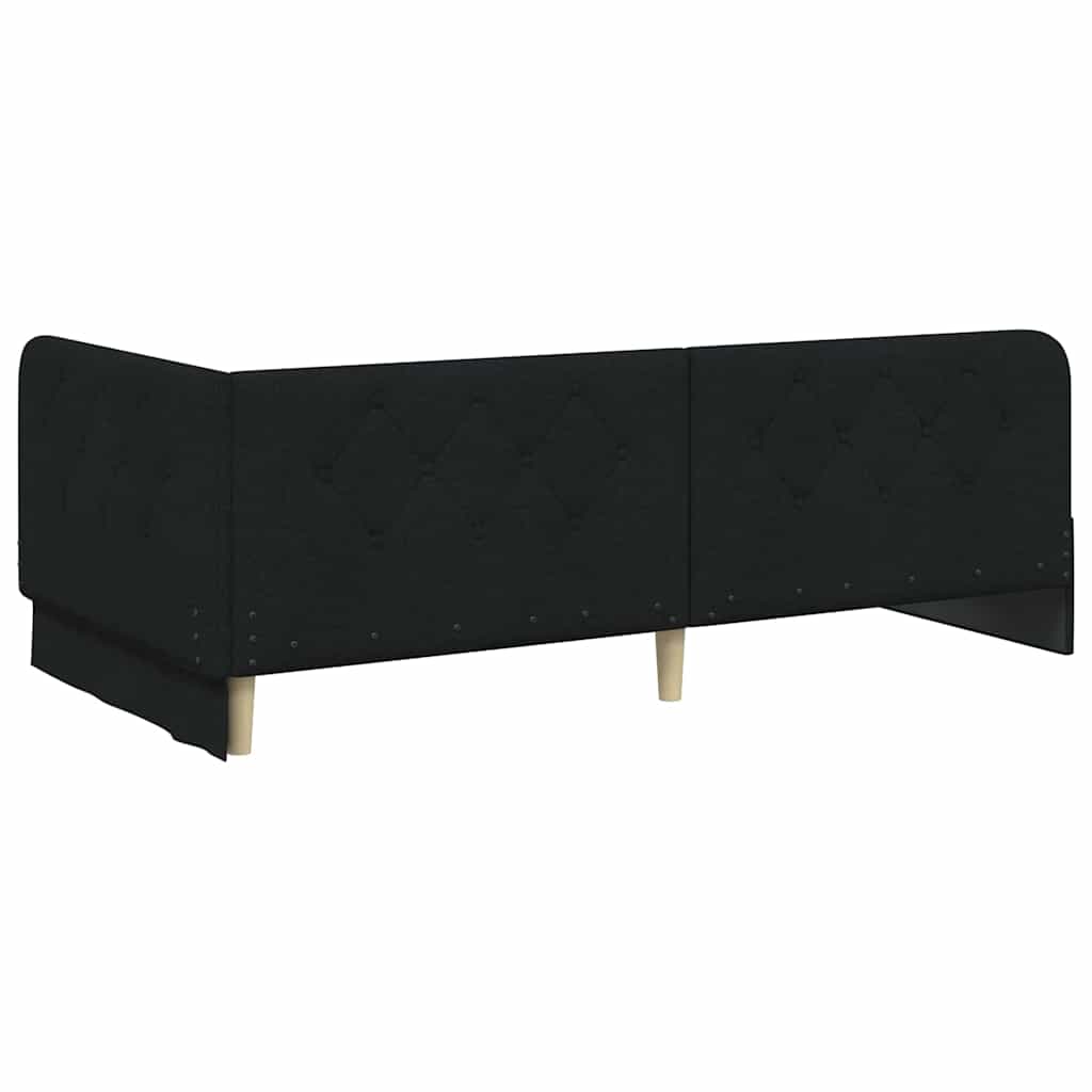 Cadre de lit d'angle Noir 100 x 200 cm tissu - XIOS