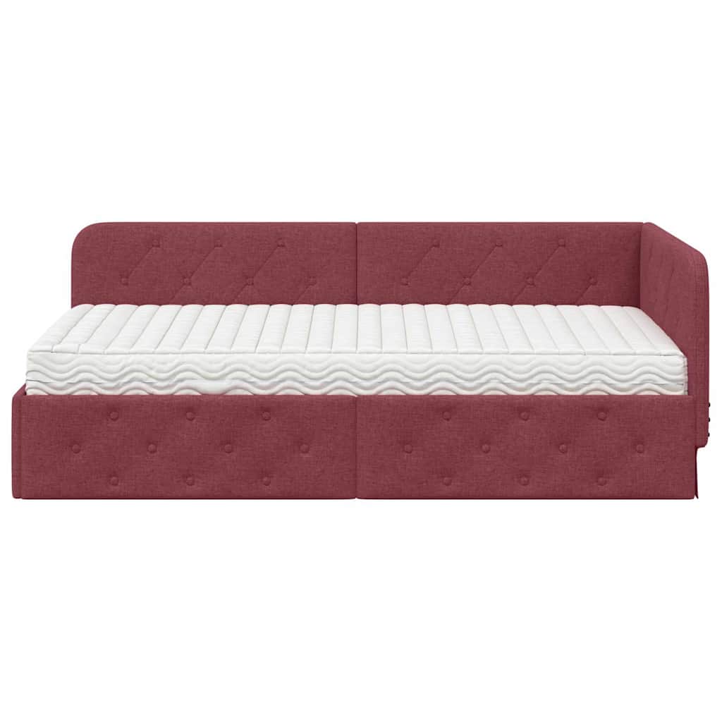 Cadre de lit d'angle Bordeaux 100 x 200 cm tissu - XIOS