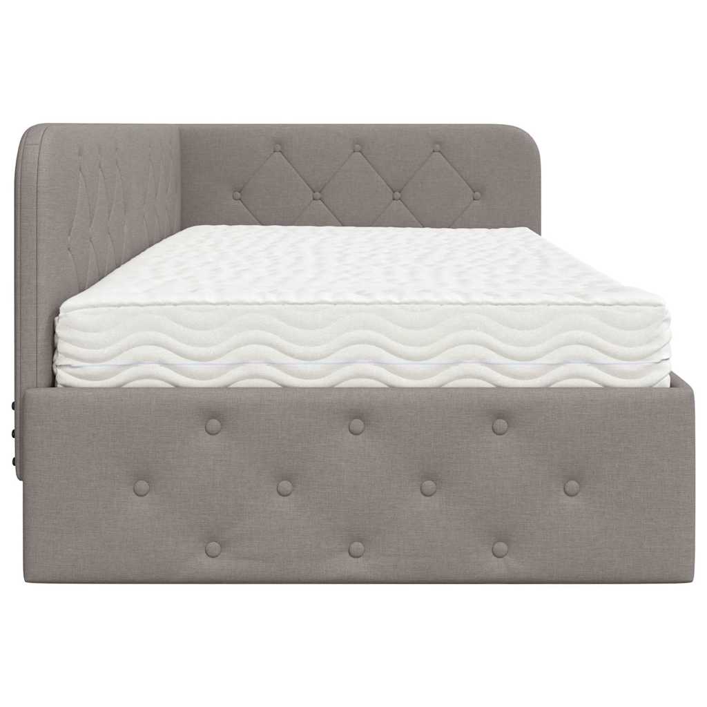 Cadre de lit d'angle Taupe 100 x 200 cm tissu - XIOS