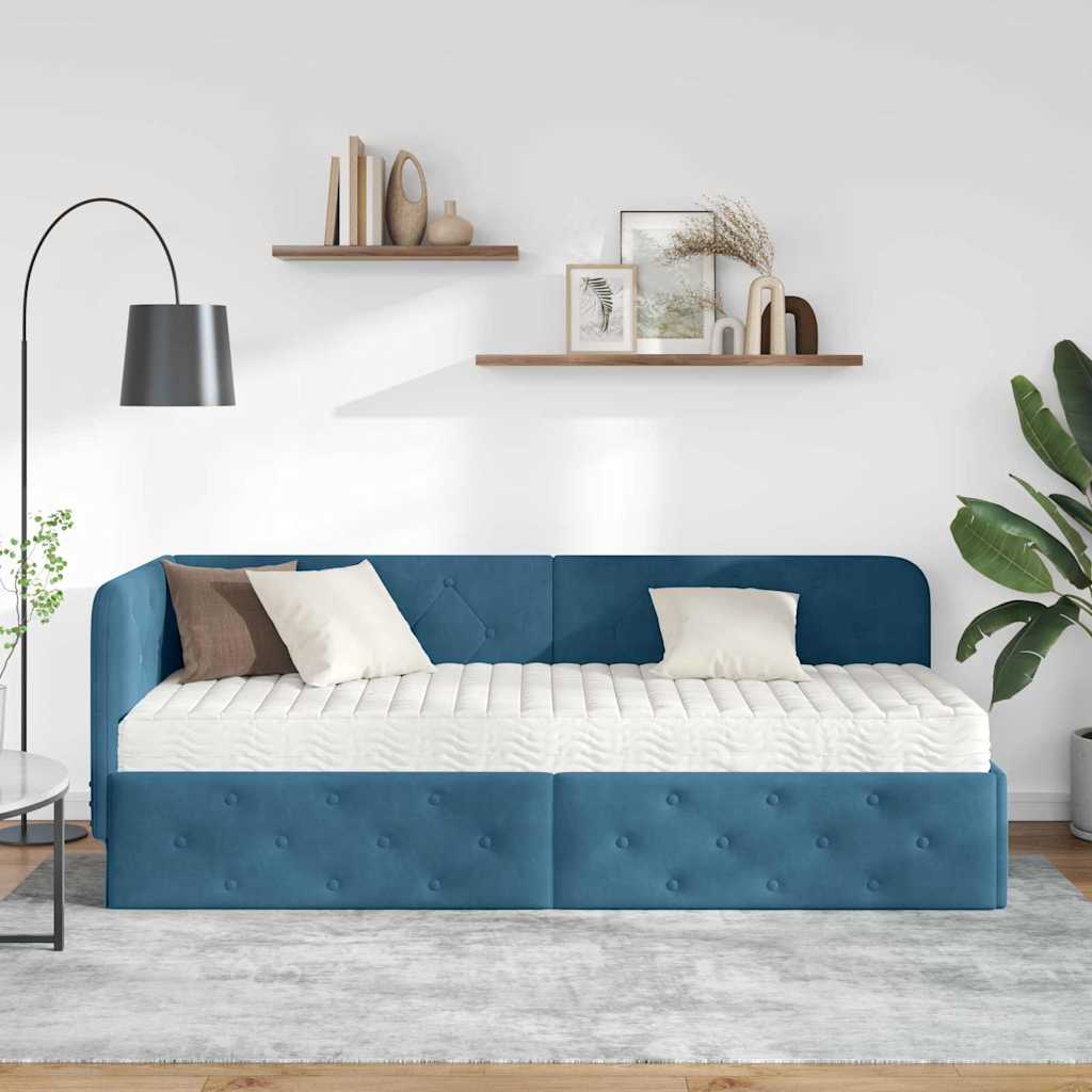 Cadre de lit d'angle Bleu 80 x 200 cm Velours - XIOS
