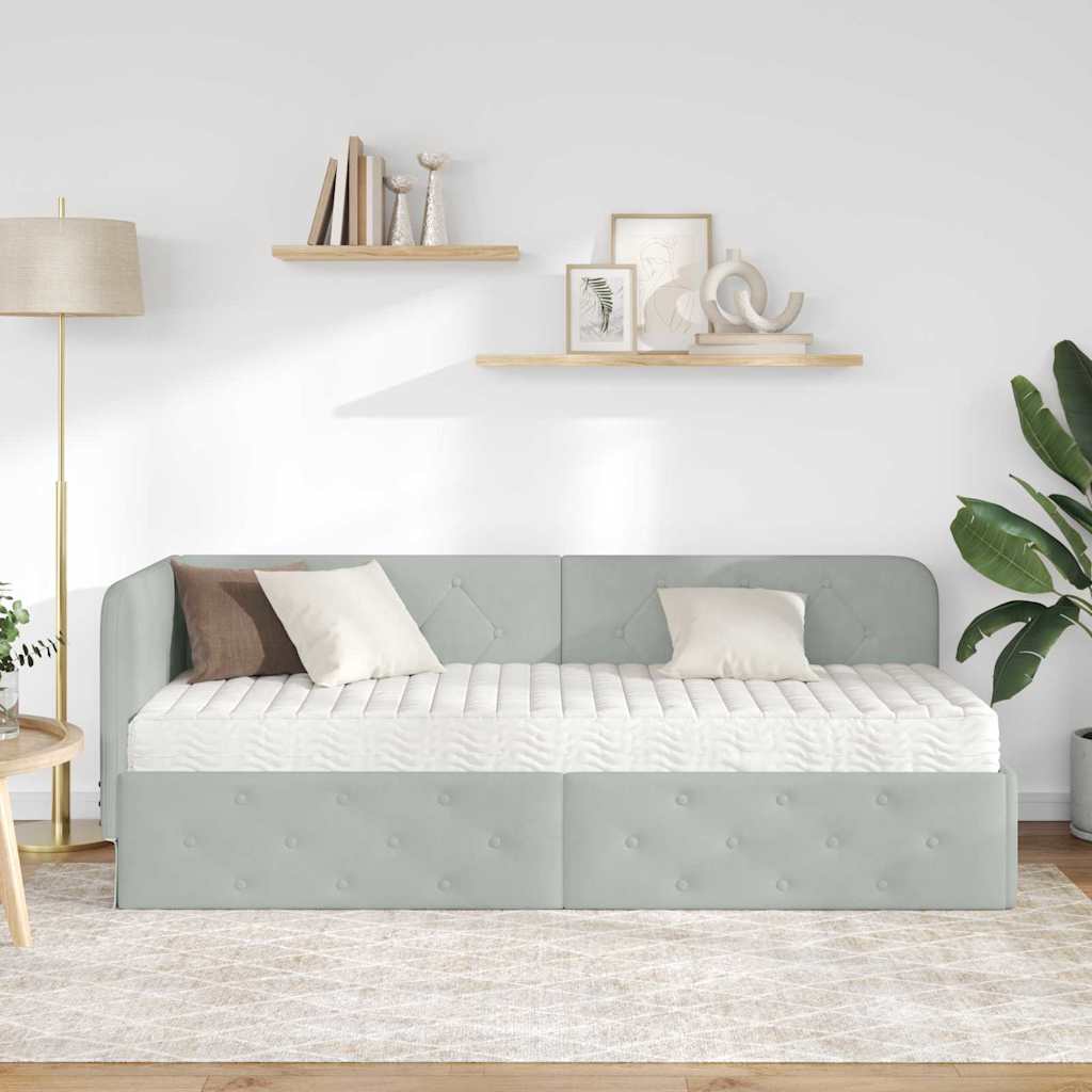 Cadre de lit d'angle Gris clair 80 x 200 cm Velours - XIOS