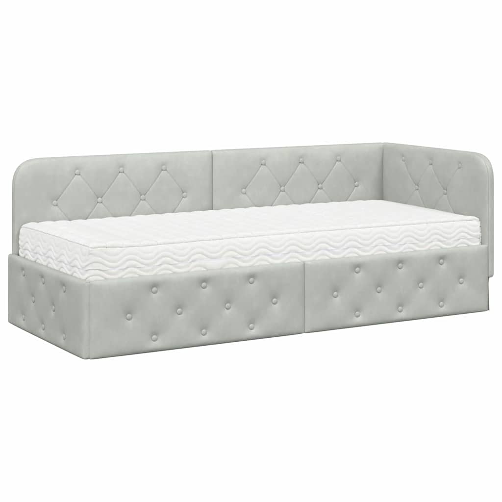 Cadre de lit d'angle Gris clair 80 x 200 cm Velours - XIOS
