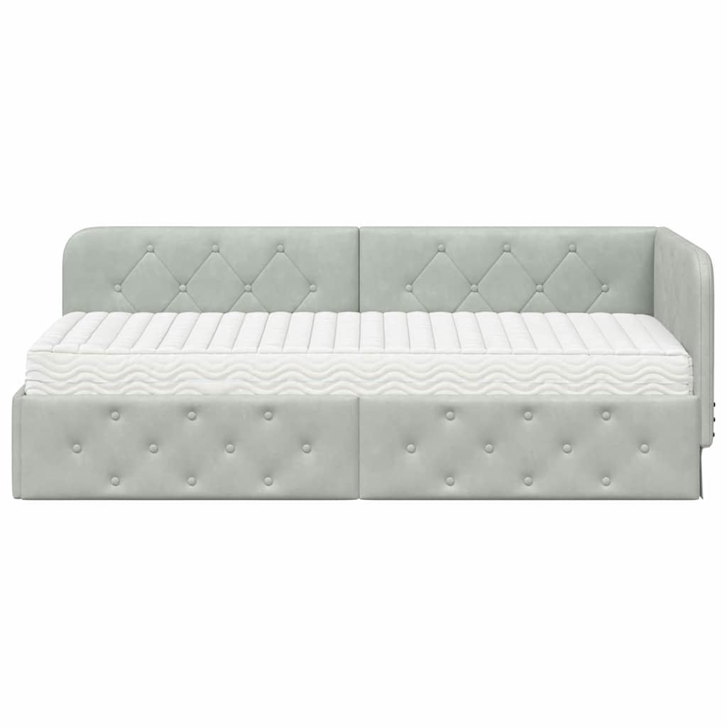 Cadre de lit d'angle Gris clair 80 x 200 cm Velours - XIOS