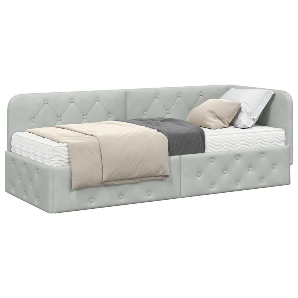 Cadre de lit d'angle Gris clair 80 x 200 cm Velours - XIOS