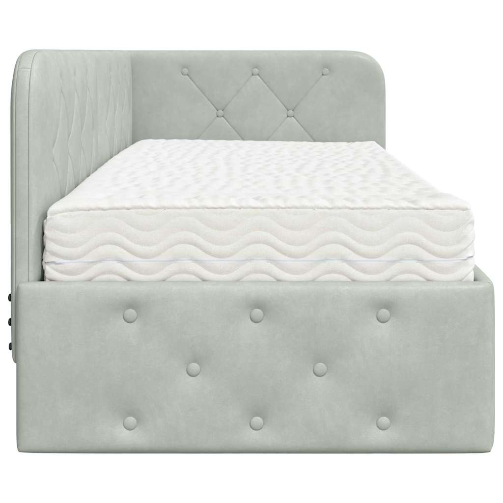 Cadre de lit d'angle Gris clair 80 x 200 cm Velours - XIOS