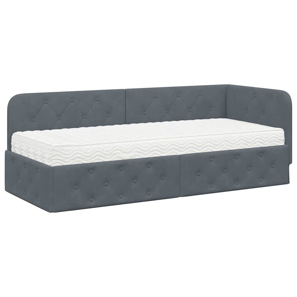 Cadre de lit d'angle Gris foncé 80 x 200 cm Velours - XIOS