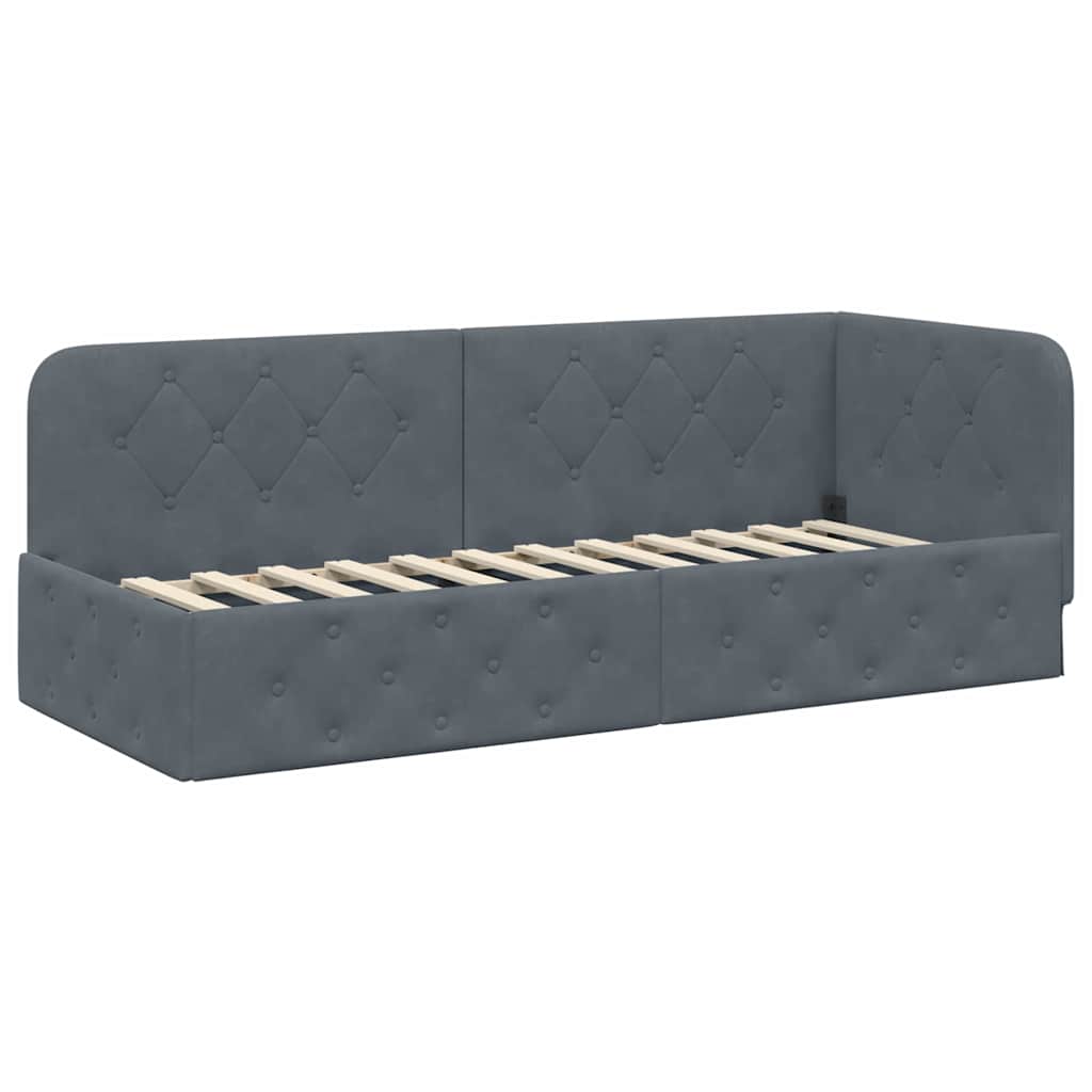 Cadre de lit d'angle Gris foncé 80 x 200 cm Velours - XIOS
