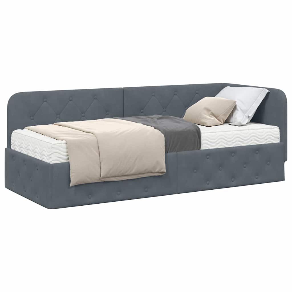 Cadre de lit d'angle Gris foncé 80 x 200 cm Velours - XIOS
