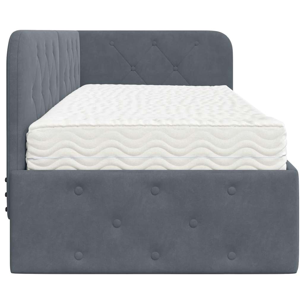 Cadre de lit d'angle Gris foncé 80 x 200 cm Velours - XIOS