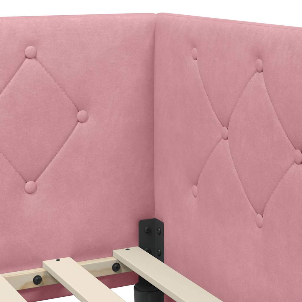 Cadre de lit d'angle Rose 80 x 200 cm Velours - XIOS