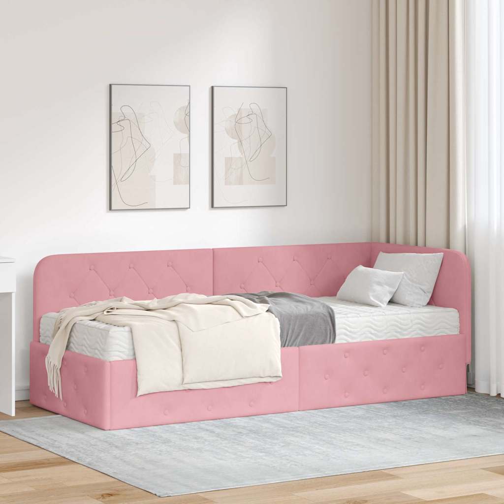 Cadre de lit d'angle Rose 80 x 200 cm Velours - XIOS