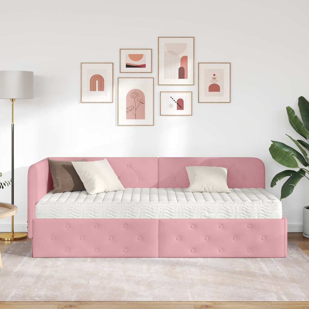 Cadre de lit d'angle Rose 80 x 200 cm Velours - XIOS