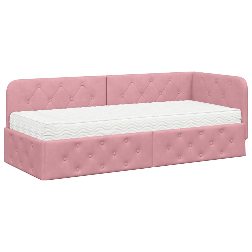 Cadre de lit d'angle Rose 80 x 200 cm Velours - XIOS