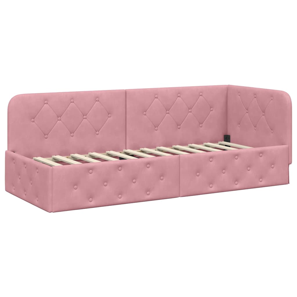 Cadre de lit d'angle Rose 80 x 200 cm Velours - XIOS