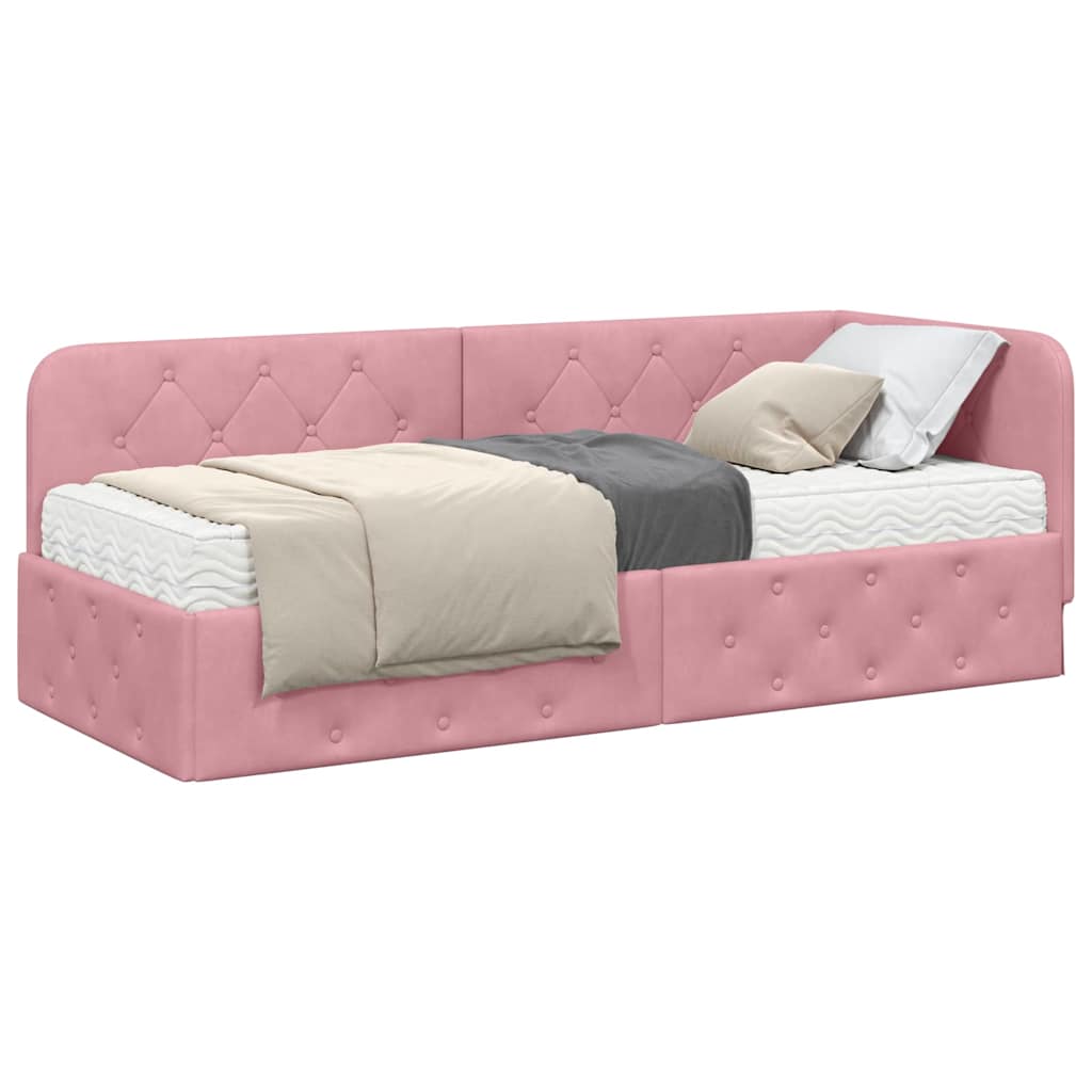 Cadre de lit d'angle Rose 80 x 200 cm Velours - XIOS