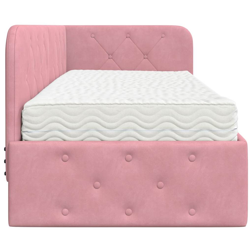 Cadre de lit d'angle Rose 80 x 200 cm Velours - XIOS