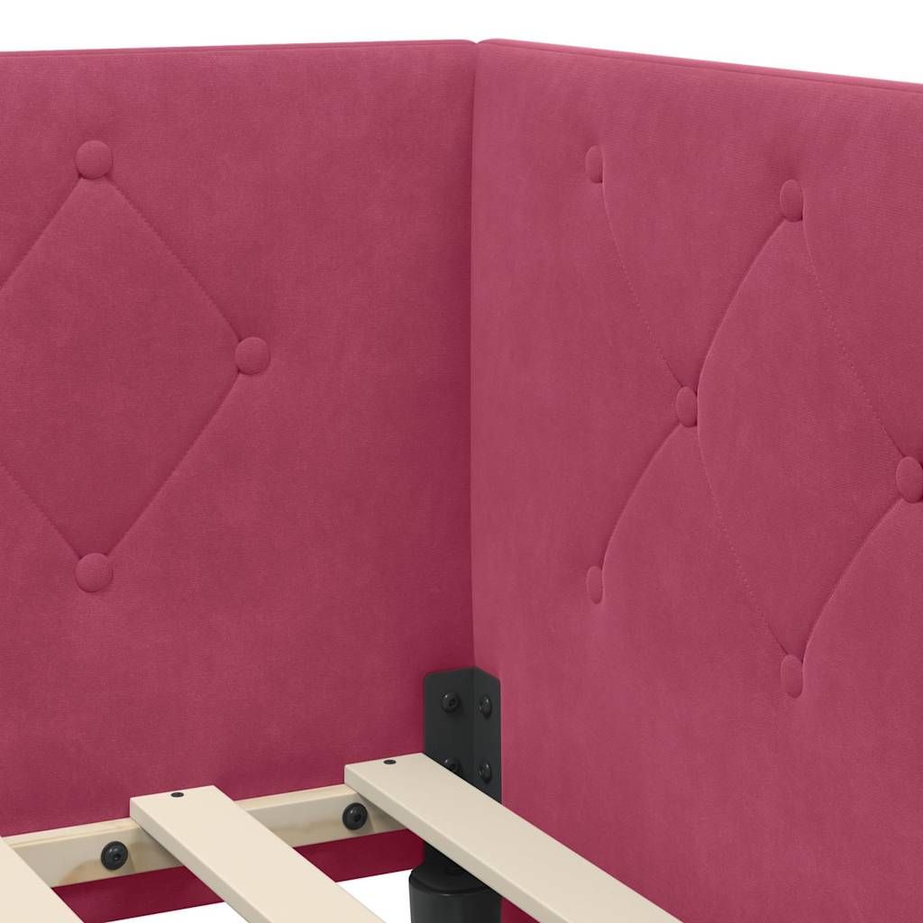 Cadre de lit d'angle Bordeaux 80 x 200 cm Velours - XIOS