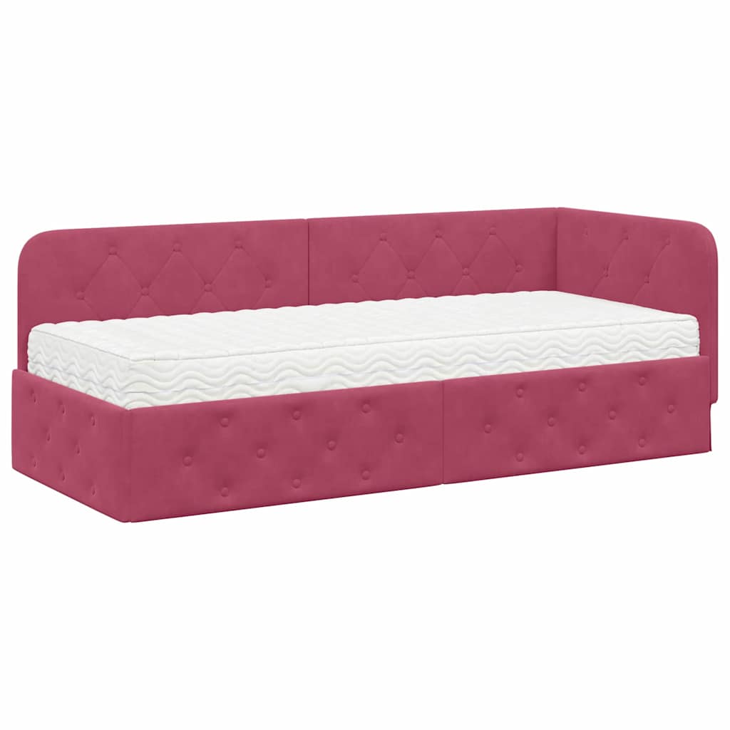 Cadre de lit d'angle Bordeaux 80 x 200 cm Velours - XIOS