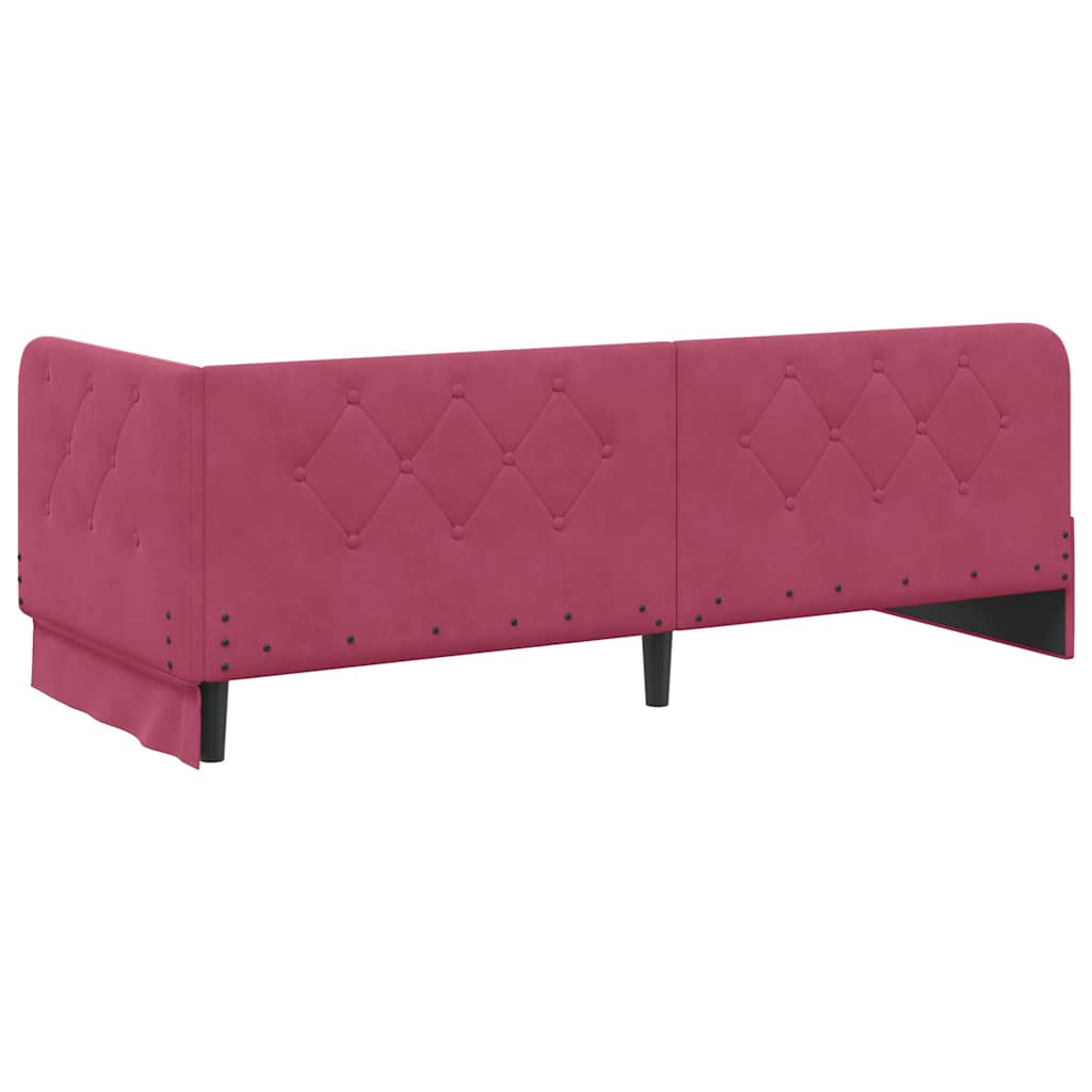 Cadre de lit d'angle Bordeaux 80 x 200 cm Velours - XIOS