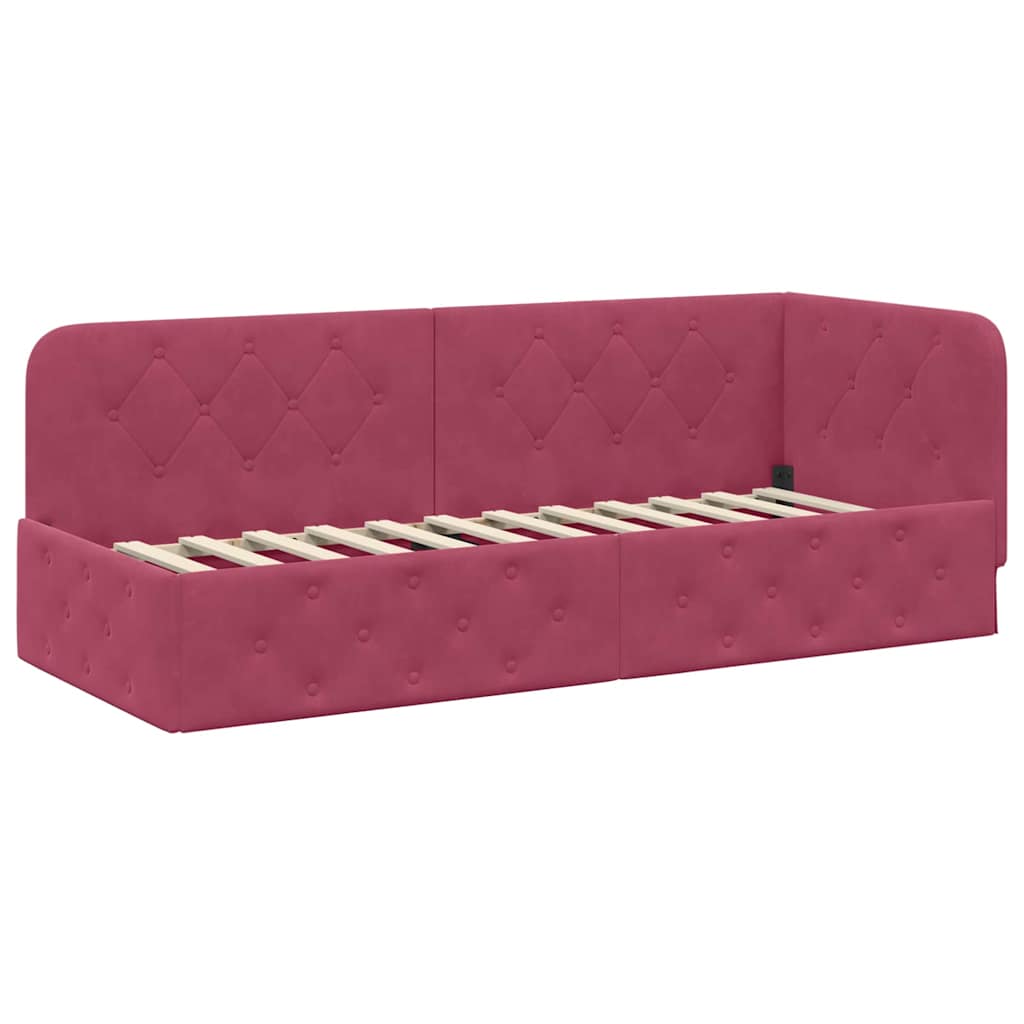 Cadre de lit d'angle Bordeaux 80 x 200 cm Velours - XIOS