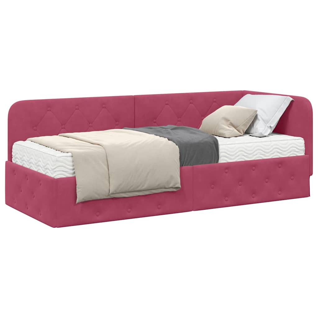 Cadre de lit d'angle Bordeaux 80 x 200 cm Velours - XIOS