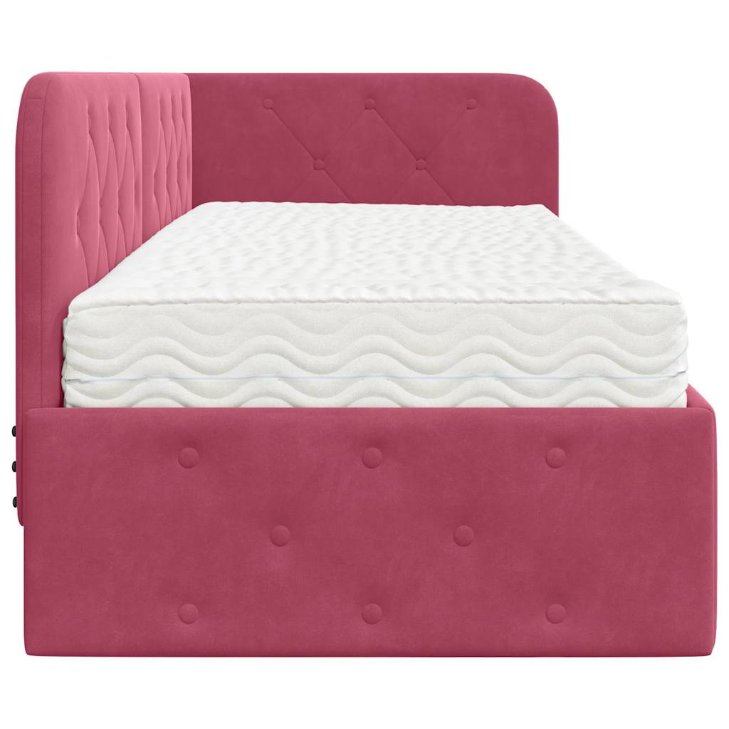 Cadre de lit d'angle Bordeaux 80 x 200 cm Velours - XIOS
