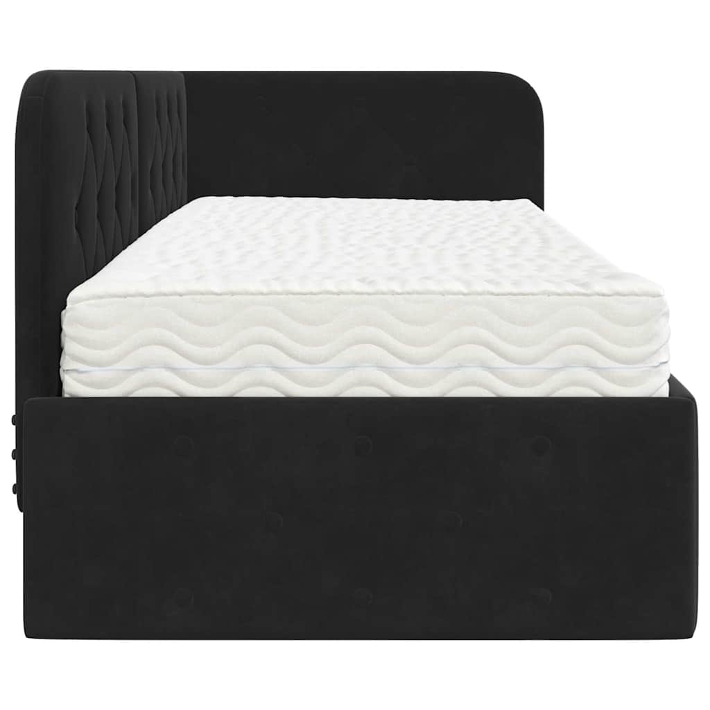 Cadre de lit d'angle Noir 80 x 200 cm Velours - XIOS