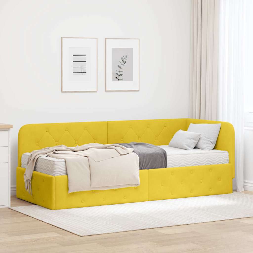 Cadre de lit d'angle Jaune 80 x 200 cm Velours - XIOS