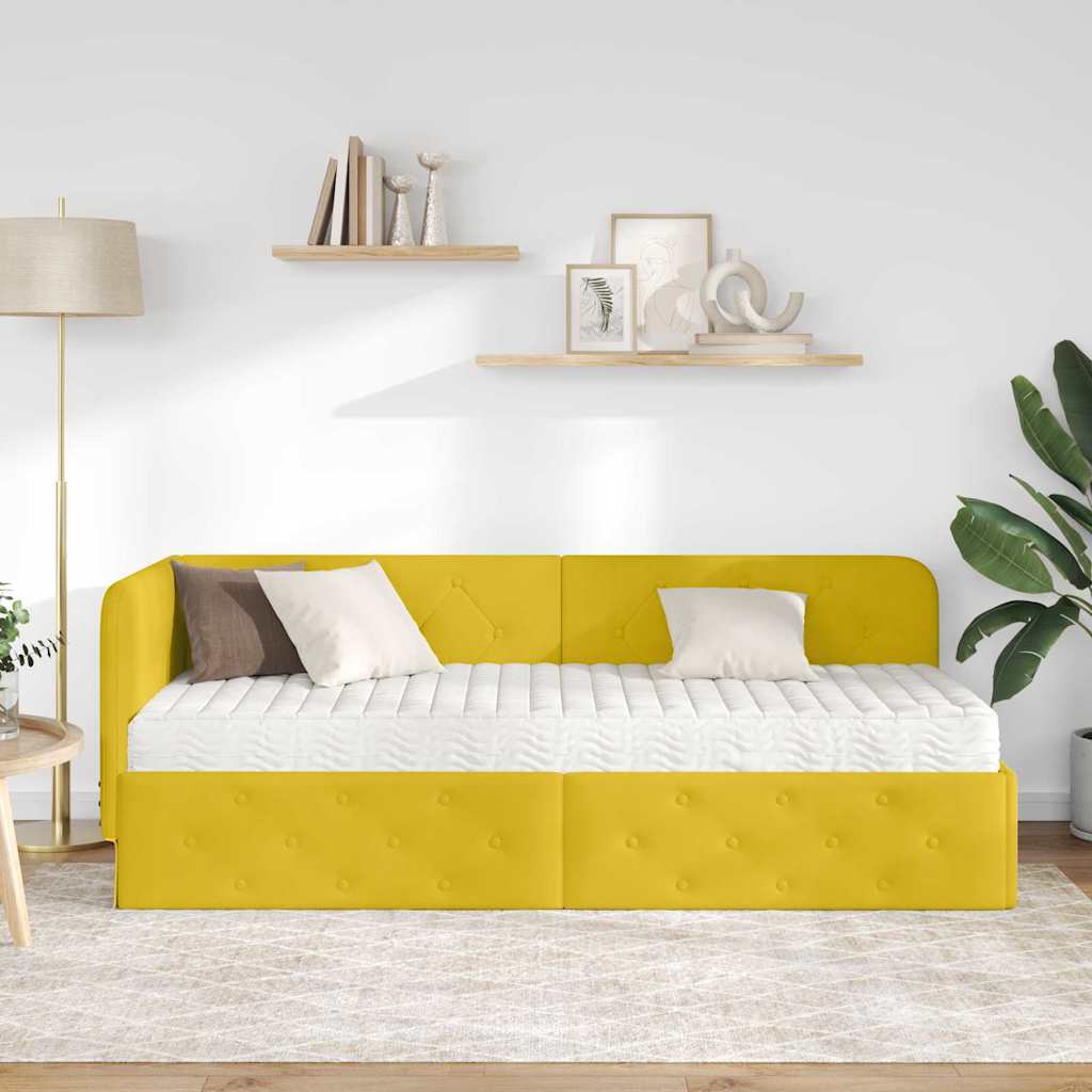 Cadre de lit d'angle Jaune 80 x 200 cm Velours - XIOS
