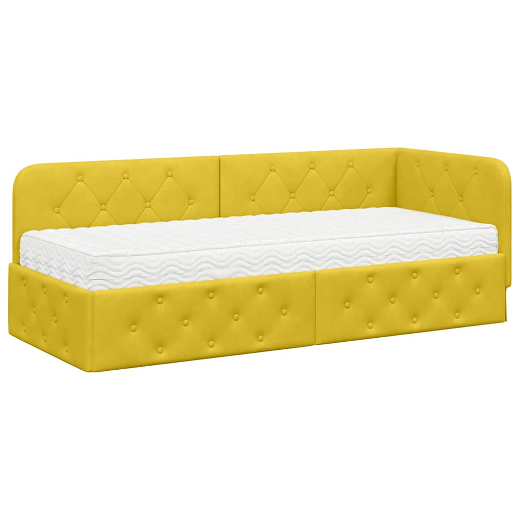 Cadre de lit d'angle Jaune 80 x 200 cm Velours - XIOS